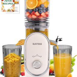 SUSTEAS Cold Press Juicer with 5.3" Extra Large Feed Chute, Easy to Clean